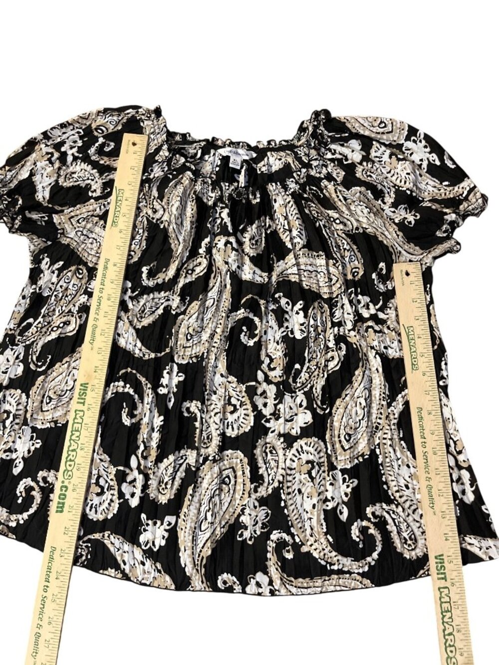 Croft & Barrow Black Paisley Peasant Top Womens XL Used - Picture 9 of 13